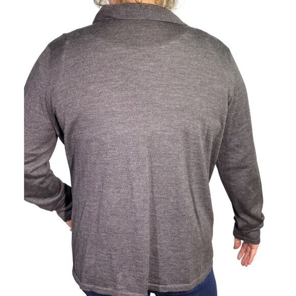 Talbots Womens 100% Pure Italian Merino Wool Cardigan Sweater soft ruffle size L - Picture 3 of 5